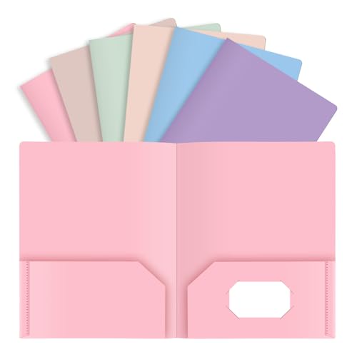 Kunststoff-Ordner mit Taschen – Pastell-Ordner, 6 Stück, robuste Dokumentenmappen mit 2 Taschen, mit Visitenkartenschlitz, Briefgröße für Schule, Büro, Zuhause Kunststoff-Ordner mit Taschen – Pastell-Ordner, 6 Stück, robuste Dokumentenmappen mit 2 Taschen, mit Visitenkartenschlitz, Briefgröße für Schule, Büro, Zuhause von SZMMG