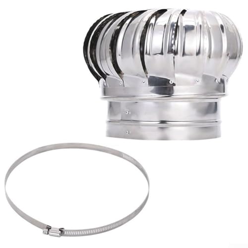 SZPLLZY 110 mm Kaminspinner-Abdeckung, Edelstahl, drehbare Kaminkappe, Zylinder mit Klemme, Winddicht, sichere Auspuffkappe, Dachabzugsabdeckung für Kaminaufsätze, Kaminaufsatzkappe (Edelstahl 304) von SZPLLZY