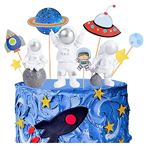Astronauten Figur Spielzeug，Harz Astronaut Figur Spielzeug Spaceman Statuen Modell Geburtstagstorte Topper Geburtstag Weltraum Thema Party Geschenke Tischdeko Auto Armaturenbrett Ornament（10 Stück） von SZQIUNUBI