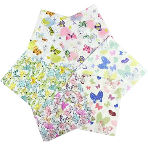 SZRUIZFZ Stoffquadrate aus Baumwolle, 50,8 x 50,8 cm, Stoffbündel zum Nähen, Patchwork, vorgeschnittene Quilt-Quadrate, Nähstoffe für DIY Handwerk (Schmetterling), 6 Stück von SZRUIZFZ