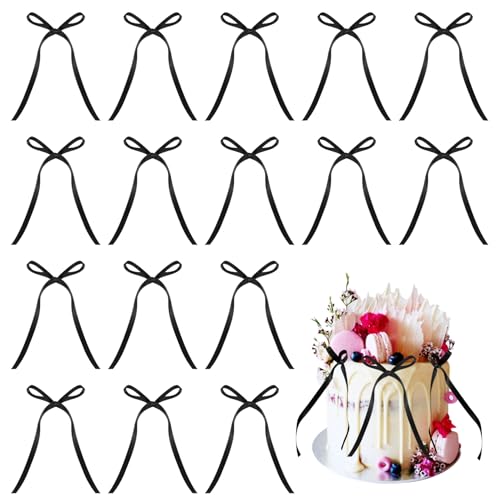 50 Stück Tortendeko Rot Schleifen Deko Set, Torten Deko, Cupcake Topper Geburtstag Hochzeitstorten Dekoration für Kuchen Hochzeitstorte Birthday Valentinstag Brautparty(Roten) (Schwarz) von SZSLMY