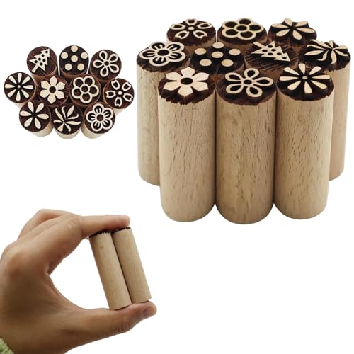 SZSMW 10 Holzstempel - Ton Stempel - Tonstempel - Kann In Keramik, Handwerk, Ton, Tonform, Scrapbooking und Auch In GebäCk, Teig, Keksen, GemäLden Verwendet Werden(5 * 1,5cm) von SZSMW