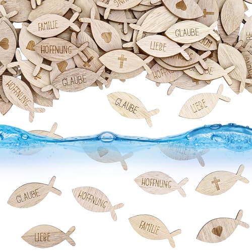 SZSMW 120 Tischdeko Konfirmation - Holzfische Deko - Streudeko Taufe - Ideal Zum Dekorieren Von Karten, Einladungen, Geschenketikeln, Glasflaschen, Fotoalben, Kerzen, Esstischen, Sitzkarten SZSMW 120 Tischdeko Konfirmation - Holzfische Deko - Streudeko Taufe - Ideal Zum Dekorieren Von Karten, Einladungen, Geschenketikeln, Glasflaschen, Fotoalben, Kerzen, Esstischen, Sitzkarten von SZSMW