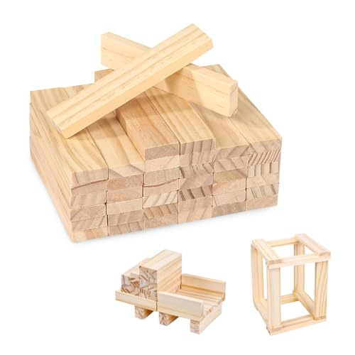 SZSMW 40 StüCk HolzklöTzchen - Holz Basteln - HolzklöTze Zum Basteln - Geeignet FüR SchnitzüBungen, Diy-Dekoration, Modellbau Usw, Kann FüR Verschiedene Projekte Verwendet Werden（11 * 2.2 * 0.8cm） von SZSMW