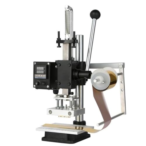 Personalisieren Sie, was Sie brauchen, digitale Heißfolien-Stempelmaschine für Leder und Papier – verstellbare Höhe 0–16 cm, 0–400 ℃ Temperaturkontrolle, manuelle Prägepresse mit Aufhänger (5 x 7 cm) von SZSXYBZ