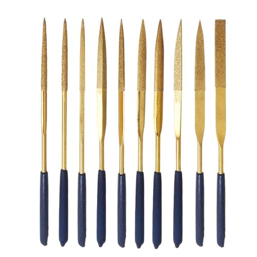 SZTVECFW 10-teiliges beschichtetes Mini-Diamantfeilen-Set, Flache Nadel, quadratisch, rund, dreieckig, Gewehrfeilen for Metall, Schmuck,Holz, Schnitzerei, Schleifen, Polieren, Werkzeug – 3 x 140 mm SZTVECFW 10-teiliges beschichtetes Mini-Diamantfeilen-Set, Flache Nadel, quadratisch, rund, dreieckig, Gewehrfeilen for Metall, Schmuck,Holz, Schnitzerei, Schleifen, Polieren, Werkzeug – 3 x 140 mm von SZTVECFW