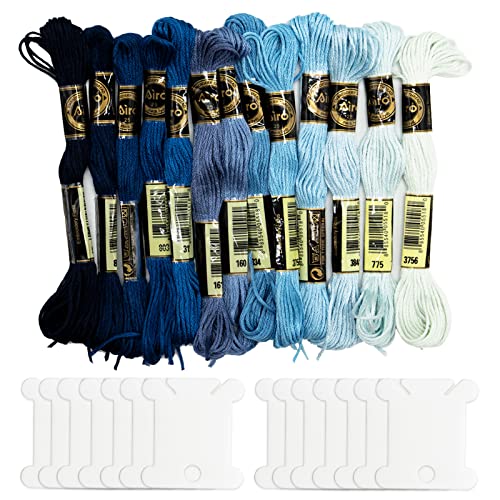 SZXMDKH 14 Skeins Stickgarn Halloween Gradient Blau Kreuzstich Fäden Freundschaftsarmbänder Floss mit 14 Garnspulen von SZXMDKH