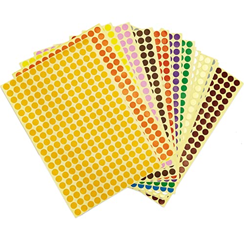 20 Blätter 5200pcs Runde Punkt-Aufkleber, Klebepunkte Bunt, Bunt Etiketten Markierungspunkte, Klebrige Farbkodierung-Aufkleber, Kleine Runde Dot Aufkleber, Stickers für Kalender Basteln Papier, von SZXMDKH