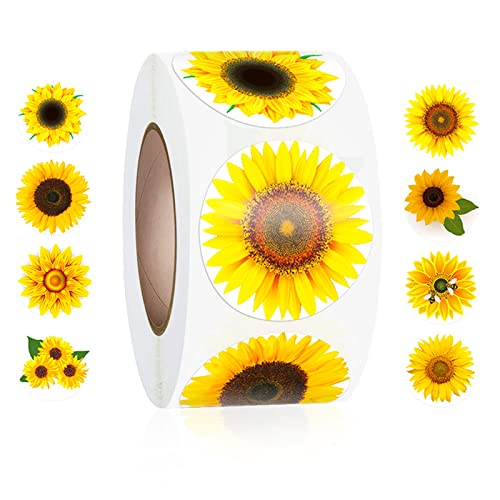 500 Stück 3,8 cm Sonnenblumen-Aufkleber mit 8 Mustern – personalisierte Sonnenblumen-Etiketten für Weihnachten, Danksagung, Grußkarten, Scrapbooking, Umschläge Geschenk zum Versiegeln und Dekorieren von SZXMDKH