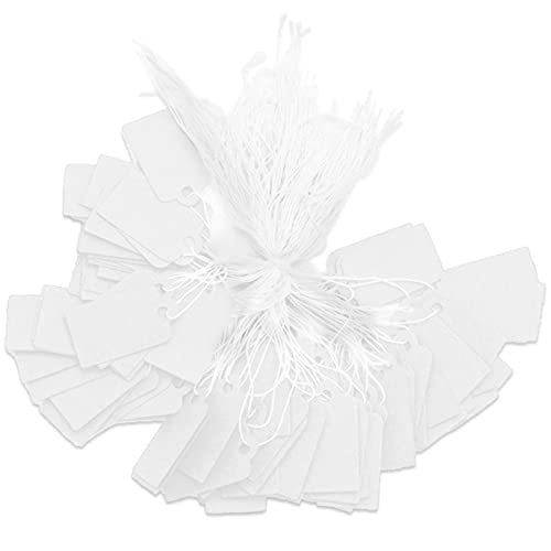 SZXMDKH 500 Stück Schmuck-Preisschilder mit Schnur, Markierungsetiketten mit elastischer Schnur, Display-Etiketten, Papier-Preis-Etiketten (weiß) von SZXMDKH