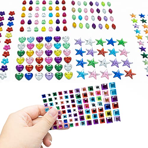 Edelstein-Aufkleber, 8 selbstklebende Juwelen zum Basteln, glitzernde, flache Rückseite, Strassstein-Aufkleber, Kristallaufkleber für Kinder, DIY von SZXMDKH