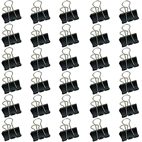 Foldback-Klammern 25mm Schwarze Büroklammern Vielzweckklammern Papier Metall Binder Clips Papierklammern für Fotos Notizen Briefpapier Bürobedarf- 30 Stück von SZXMDKH