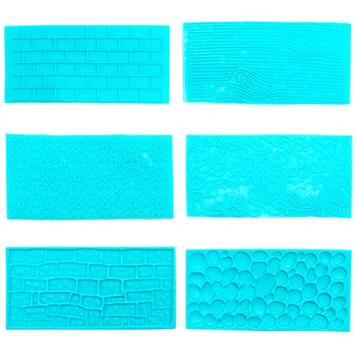 Prägematte Fondant, 6 Stück DIY Textur Relief Form zum Backen Baumrinde Ziegel Holz Kopfstein Blume Designs für Tortendeko Geprägtes Schokolade Cupcakes Gebäck Schokolade Kuchenumrandung Prägematte Fondant, 6 Stück DIY Textur Relief Form zum Backen Baumrinde Ziegel Holz Kopfstein Blume Designs für Tortendeko Geprägtes Schokolade Cupcakes Gebäck Schokolade Kuchenumrandung von SZXMDKH
