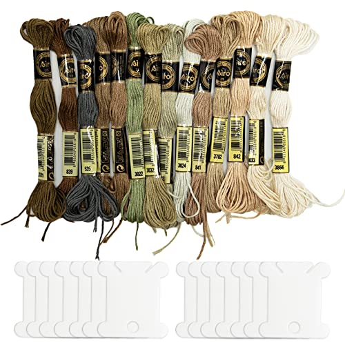 SZXMDKH 14 Skeins Stickgarn Halloween Gradient Braun Kreuzstich Fäden Freundschaftsarmbänder Floss mit 14 Garnspulen von SZXMDKH