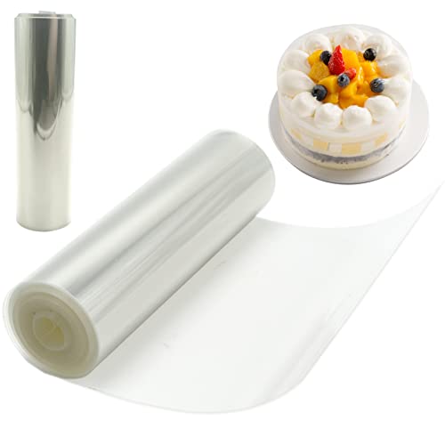 SZXMDKH Tortenrandfolie,14cmx10m Transparent Acetat Rolle, Acetat Kuchenstreifen, Acetat Rolle für Tortendeko Schokolade Mousse Kuchen Dessertringe (14cm) von SZXMDKH