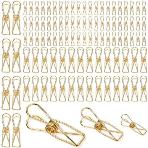 100 Stück Büroklammern, Metalldraht, ausgehöhlte Wäscheklammern, Mehrzweck-Binder-Clips, Rechnung, Rechnung, Rechnung, Edelstahl, hängende Wäscheklammern für Schule, Küche, Outdoor, Büro (klein von Sabary