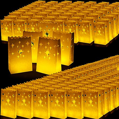 200 Stück weiße Lichttüten Weihnachten Luminaries schwer entflammbare Kerzentüten wiederverwendbare Papierlaternen Taschen für Weihnachten Hochzeit Valentinstag Diwali Thanksgiving Neujahr Party Dekor von Sabary