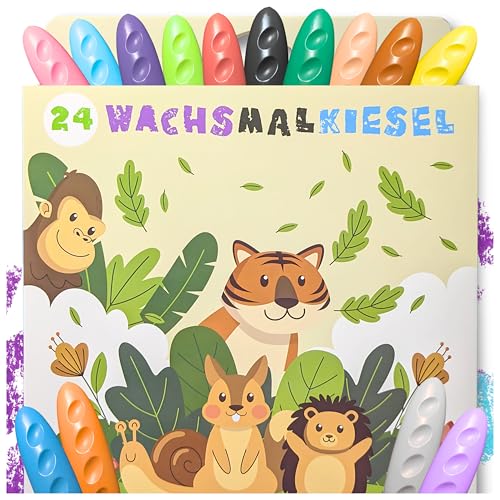Sabbatbox Kiesel Wachsmalstifte für Kinder, 24 Farben, bruchsicher, ungiftig, waschbar & kinderleicht zu halten, Malstifte für Kinder, 24er Set Sabbatbox Kiesel Wachsmalstifte für Kinder, 24 Farben, bruchsicher, ungiftig, waschbar & kinderleicht zu halten, Malstifte für Kinder, 24er Set von Sabbatbox