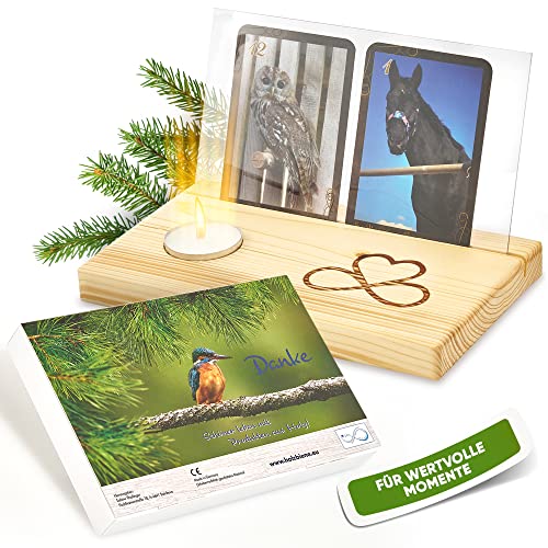 Sabine Thallinger Kartenhalter Holz | Fotohalter, Tarotkartenhalter [HANDGEMACHT] mit Geschenkverpackung & Kerze - Weihnachtsgeschenk von Sabine Thallinger