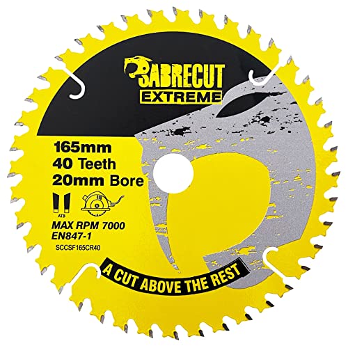 1 x SCCSF165CR40 SabreCut 165mm 40T x 20mm Loch Kreissägeblatt Kompatibel mit Dewalt Bosch Makita und viele andere von SabreCut