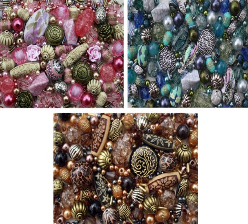 1200 x Auswahl von drei schönen farblich abgestimmten Schmuckherstellung Perlen für Schmuckherstellung Starter Mix Kit von Sabrikas Let Your Creative Spirit Run Free