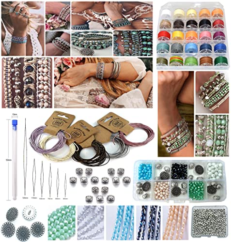 Sabrikas Let Your Creative Spirit Run Free Metallic Leder Boho Makramee Wrap Kristall Glas DIY Armband Schmuckherstellung Kit mit Video Tutorial Hobby für Jugendliche bis Erwachsene von Sabrikas Let Your Creative Spirit Run Free