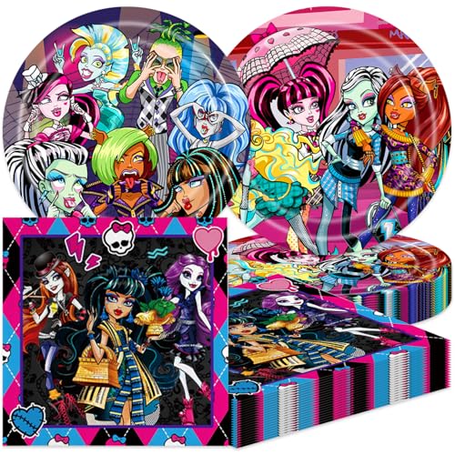 40 Packungen Monster-High-Partyzubehör enthalten 20 Teller, 20 Servietten für die Monster-High-Geburtstagsparty-Dekoration 40 Packungen Monster-High-Partyzubehör enthalten 20 Teller, 20 Servietten für die Monster-High-Geburtstagsparty-Dekoration von Sacuoskdyu