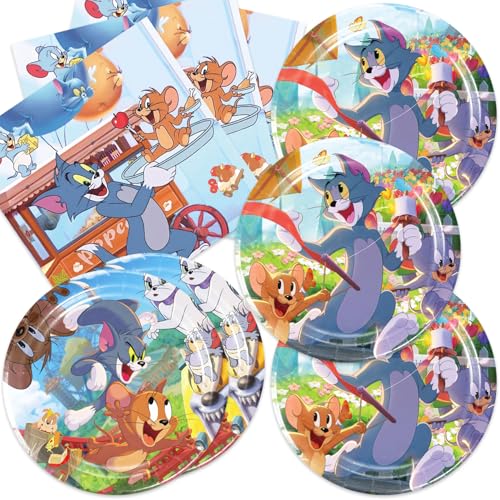40 Stück Tom und Jerrys Partyzubehör inklusive 20 Teller, 20 Servietten für Kindergeburtstagsparty-Zubehör 40 Stück Tom und Jerrys Partyzubehör inklusive 20 Teller, 20 Servietten für Kindergeburtstagsparty-Zubehör von Sacuoskdyu