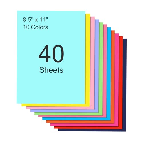 40 Blatt farbiger Karton, 10 Farben, 21,6 x 27,9 cm, Großpackung, Konstruktionspapier zum Drucken, Kartenherstellung, Bastelarbeiten, Scrapbooking, Party-Dekorationen 40 Blatt farbiger Karton, 10 Farben, 21,6 x 27,9 cm, Großpackung, Konstruktionspapier zum Drucken, Kartenherstellung, Bastelarbeiten, Scrapbooking, Party-Dekorationen von Sadaunbe