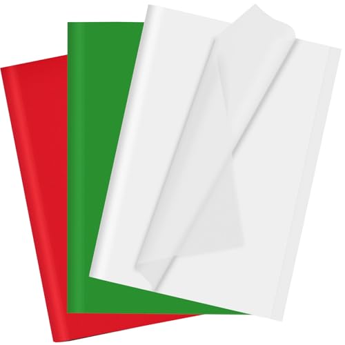 Weihnachts-Seidenpapier für Geschenktüten, rot, grün, weiß, Kunst, Seidenpapier, Großpackung für Feiertage, Dekoration, DIY, Basteln, Geburtstag, Hochzeit, Verpackung, 35,6 x 50,8 cm, 60 Blatt Weihnachts-Seidenpapier für Geschenktüten, rot, grün, weiß, Kunst, Seidenpapier, Großpackung für Feiertage, Dekoration, DIY, Basteln, Geburtstag, Hochzeit, Verpackung, 35,6 x 50,8 cm, 60 Blatt von Sadaunbe
