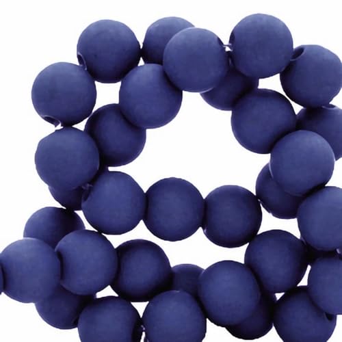 Sadingo Acrylperlen Matt Dunkelblau | 6 mm - 600 Stück, Matte Kunststoffperlen, Acryl-Perlen für DIY-Schmuck, Bastelperlen aus Kunststoff zum Kleben, DIY Armband, Perlen zum Auffädeln von Sadingo