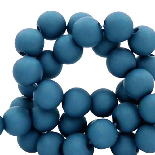 Sadingo Acrylperlen Mittelblau Matt | 8 mm - 400 Stück, Perlen zum auffädeln, Matte Kunststoffperlen für Armbänder, hochwertiges Perlen-Set, DIY-Armbänder, DIY-Schmuck, Armband selber Machen von Sadingo