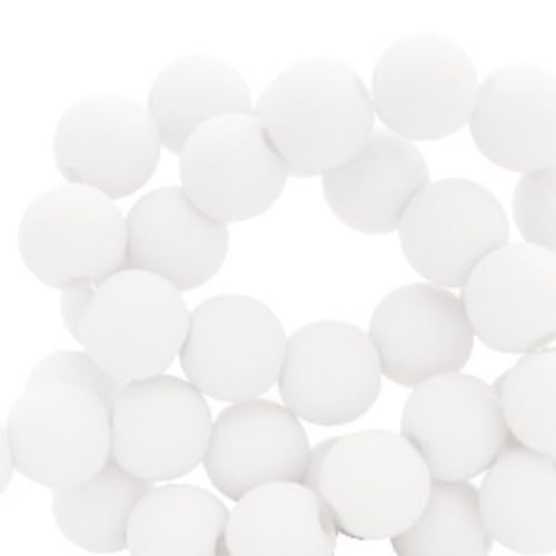 Sadingo Acrylperlen Weiß Matt | 6 mm - 600 Stück, Perlen zum auffädeln, Matte Kunststoffperlen für Armbänder, hochwertiges Perlen-Set, DIY-Armbänder, DIY-Schmuck, Armband selber Machen von Sadingo