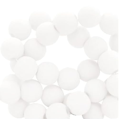 Sadingo Acrylperlen Weiß Matt | 6 mm - 600 Stück, Perlen zum auffädeln, Matte Kunststoffperlen für Armbänder, hochwertiges Perlen-Set, DIY-Armbänder, DIY-Schmuck, Armband selber Machen von Sadingo