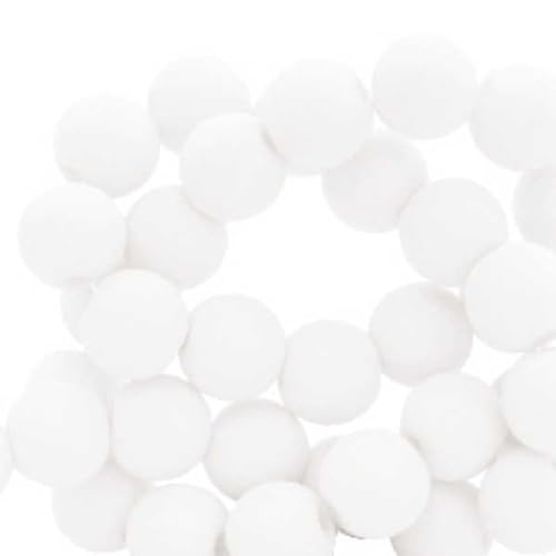 Sadingo Acrylperlen Weiß Matt | 8 mm - 400 Stück, Perlen zum auffädeln, Matte Kunststoffperlen für Armbänder, hochwertiges Perlen-Set, DIY-Armbänder, DIY-Schmuck, Armband selber Machen von Sadingo