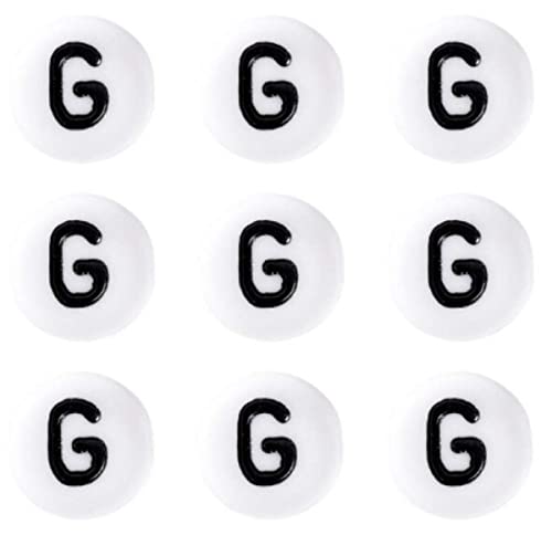Sadingo Buchstabenperle 'G' Rund | 7 mm - 50 Stück, Perlen zum Auffädeln, runde Kunststoffperlen, kleine Buchstaben-Perlen, Buchstabenarmband basteln, Armbänder selber machen, DIY-Schmuck, Bastelperle von Sadingo
