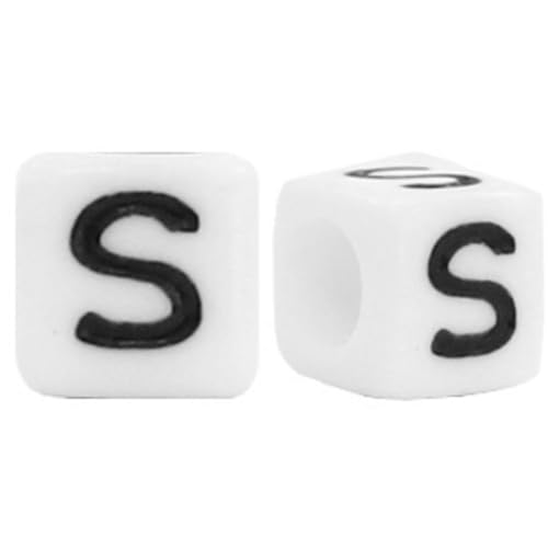 Sadingo Buchstabenperle 'S' | 6 x 6 mm - 90 Stück - Schwarz/Weiß, Perle zum Auffädeln, Kunststoffperlen, Buchstaben-Schmuck, Armbänder und Ketten selber Machen, Bastelperlen aus Acryl für Kinder Sadingo Buchstabenperle 'S' | 6 x 6 mm - 90 Stück - Schwarz/Weiß, Perle zum Auffädeln, Kunststoffperlen, Buchstaben-Schmuck, Armbänder und Ketten selber Machen, Bastelperlen aus Acryl für Kinder von Sadingo