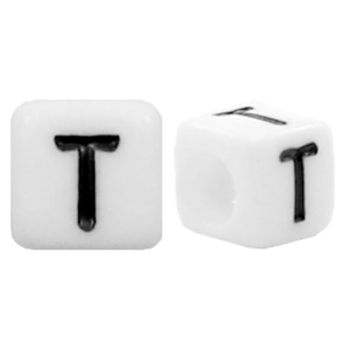 Sadingo Buchstabenperle 'T' | 6 x 6 mm - 90 Stück - Schwarz/Weiß, Perlen zum Auffädeln, Kunststoffperlen, Buchstaben-Schmuck, Armbänder und Ketten selbst basteln, Bastelperlen aus Acryl für Kinder Sadingo Buchstabenperle 'T' | 6 x 6 mm - 90 Stück - Schwarz/Weiß, Perlen zum Auffädeln, Kunststoffperlen, Buchstaben-Schmuck, Armbänder und Ketten selbst basteln, Bastelperlen aus Acryl für Kinder von Sadingo