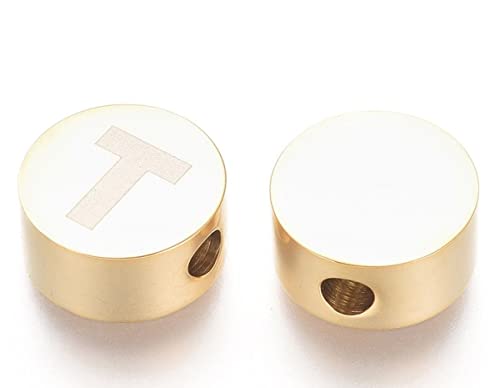 Sadingo Buchstabenperlen Rund Groß aus Edelstahl 10mm 1 Stück, zum Auffädeln, Schmuck selber Machen, Buchstabe wählbar, Buchstabe:T Sadingo Buchstabenperlen Rund Groß aus Edelstahl 10mm 1 Stück, zum Auffädeln, Schmuck selber Machen, Buchstabe wählbar, Buchstabe:T von Sadingo