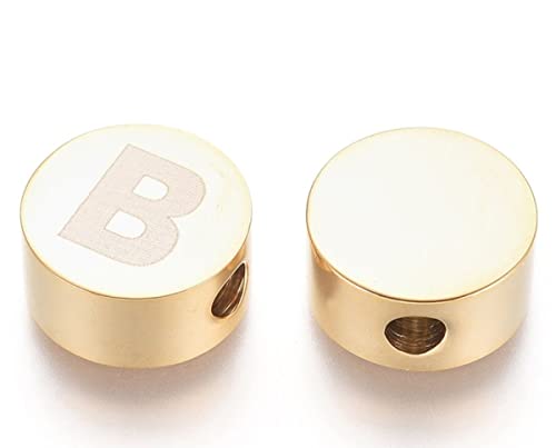 Sadingo Buchstabenperlen Rund Groß aus Edelstahl 10mm 1 Stück, zum Auffädeln, Schmuck selber Machen, Buchstabe wählbar, Buchstabe:B Sadingo Buchstabenperlen Rund Groß aus Edelstahl 10mm 1 Stück, zum Auffädeln, Schmuck selber Machen, Buchstabe wählbar, Buchstabe:B von Sadingo
