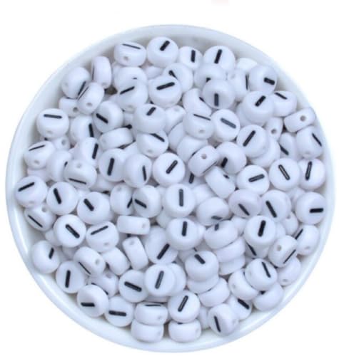 Sadingo Buchstabenperlen - Zahlenperlen schwarz weiß zum basteln, DIY Armband, 7mm, 500 Stück, Zahl wählbar, Zahl:1 von Sadingo