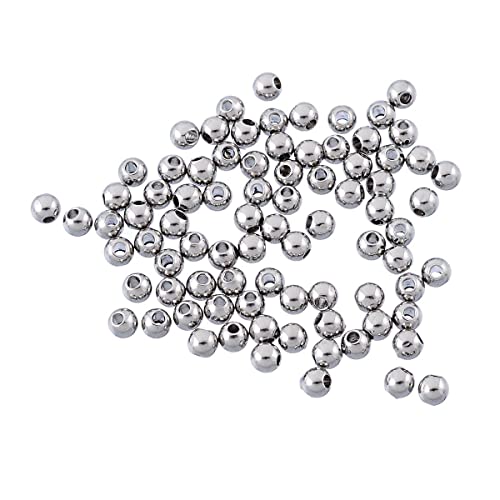 Sadingo Edelstahl Perlen in Silber | 3 mm - 50 Stück, runde Zwischenperlen mit Loch, Armbandperlen zum Auffädeln, Schmuckperlen für DIY Schmuck, Silberne Bastelperlen, kleine Metallperlen von Sadingo