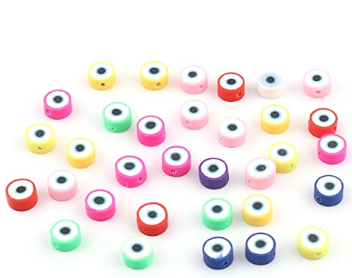 Sadingo Evil Eye Perlen (50 Stück 10mm Loch 2mm) Nazar Armband selber Machen, Dekoperlen, Buntes Perlenset für Schmuck von Sadingo