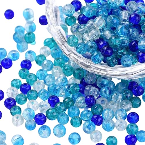 Sadingo Glas Perlen Set Blau 100 Stück 4mm, Glass Beads, Glasperlen für Ketten Ohrringe Fußbänder, Steinperlen Blautöne von Sadingo