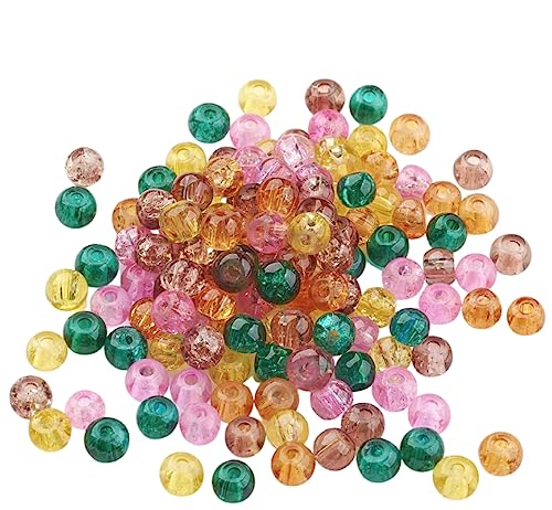 Sadingo Glasperlen Crackle Set Bunt 100 Stück 4mm, Kleine Perlen im Set, Schmuckperlen, Perlenarmbänder selber Machen von Sadingo