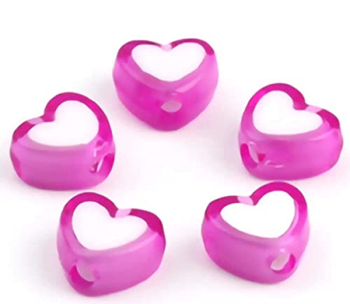 Sadingo Herz Perlen (Lila 300 Stück 8x7mm) Kunststoffperlen mit Loch, Schlüsselanhänger, Aufnähen, Kleben, Armbandperlen von Sadingo