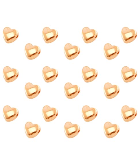 Sadingo Herz Perlen 6mm zum Auffädeln, Armband Metallperlen, Zwischenperlen, Schmuckperlen Heart Charms, Farbe wählbar, Auswahl:21 Stück Rosegold von Sadingo