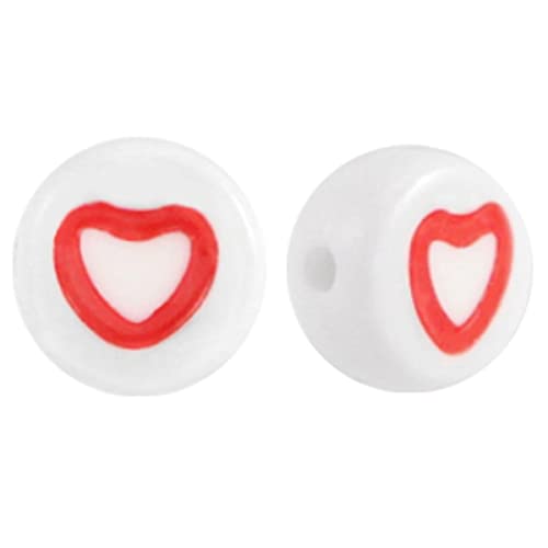 Sadingo Herzperlen Rot (7mm 500 Stück) Mini Perlen Weiß, Bastelperlen, Dekoperlen, Plastikperlen Kugeln, Kinder Perlen von Sadingo