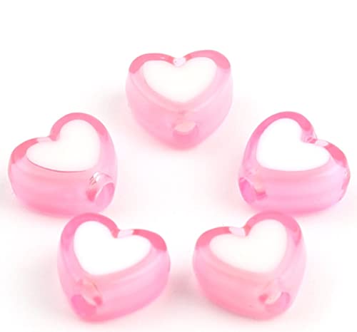 Sadingo Herzperlen zum Auffädeln (Rosa 300 Stück 8x7 mm) Perlenarmbänder selber Machen für Kinder und Erwachsene von Sadingo