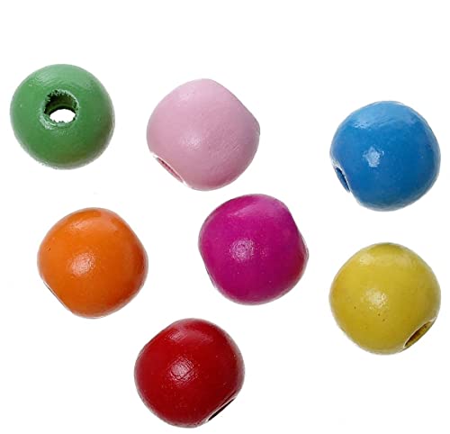 Sadingo Holzperlen Bunt | 12 mm - 200 Stück, Perlen zum Auffädeln, Bastelperlen aus Holz, bunte Holzkugeln mit Loch, Regenbogenfarben-Perlen, Fädelperlen, Bastelperlen-Set für DIY-Projekte von Sadingo